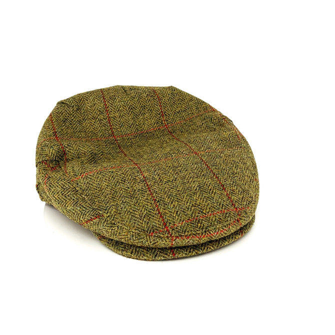 Green tweed flat cap